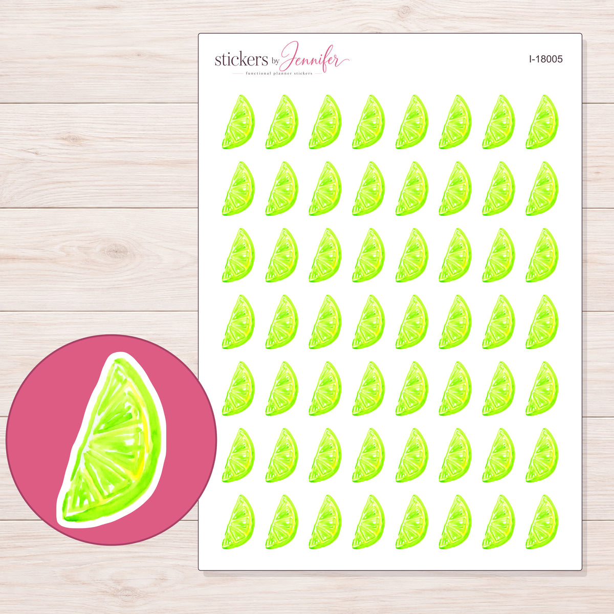 I-18005 planner sticker sheet with enlarged sticker detail