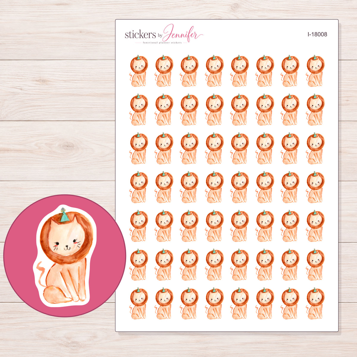 I-18008 planner sticker sheet with enlarged sticker detail