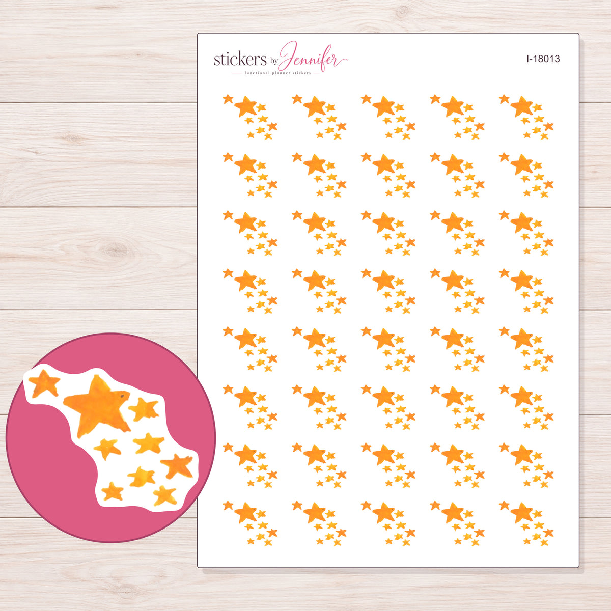 I-18013 planner sticker sheet with enlarged sticker detail
