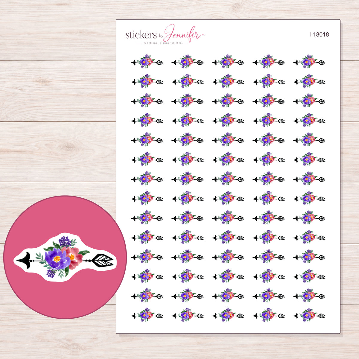 I-18018 planner sticker sheet with enlarged sticker detail