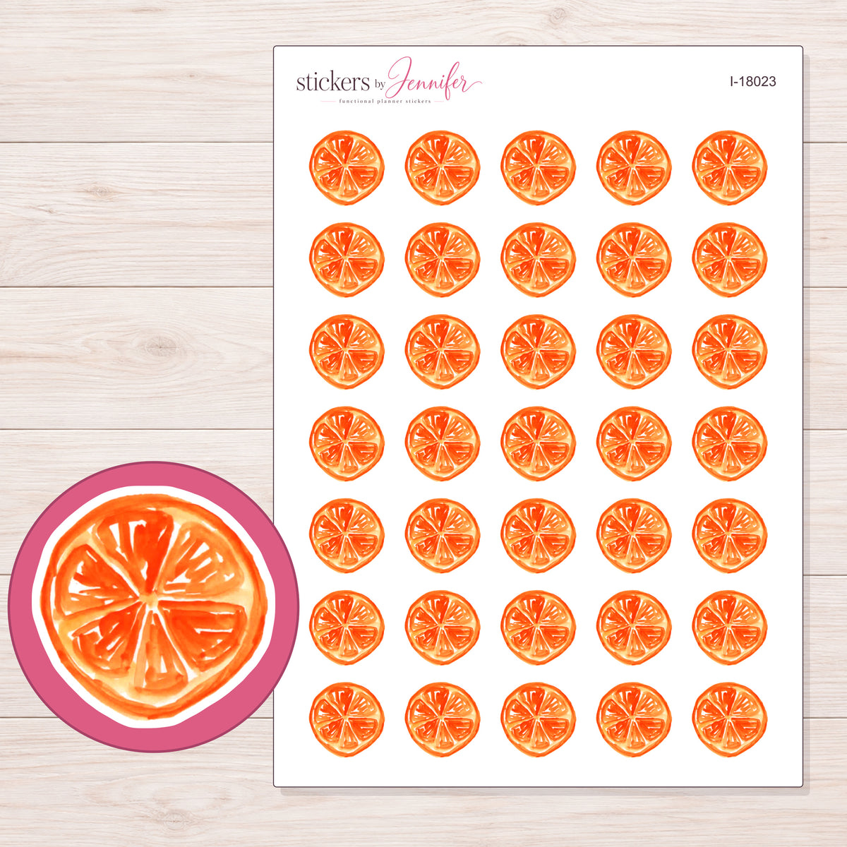 I-18023 planner sticker sheet with enlarged sticker detail