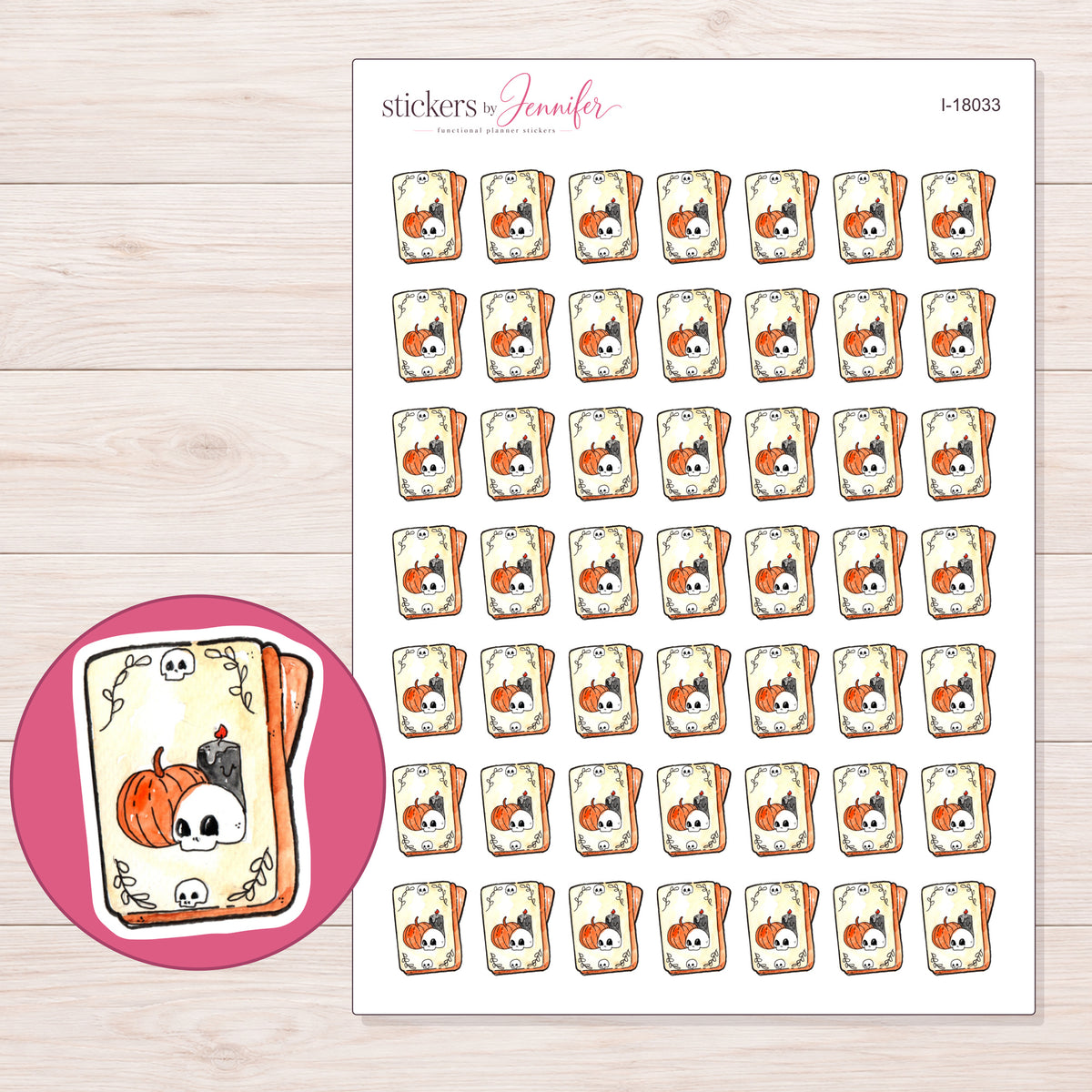 I-18033 planner sticker sheet with enlarged sticker detail