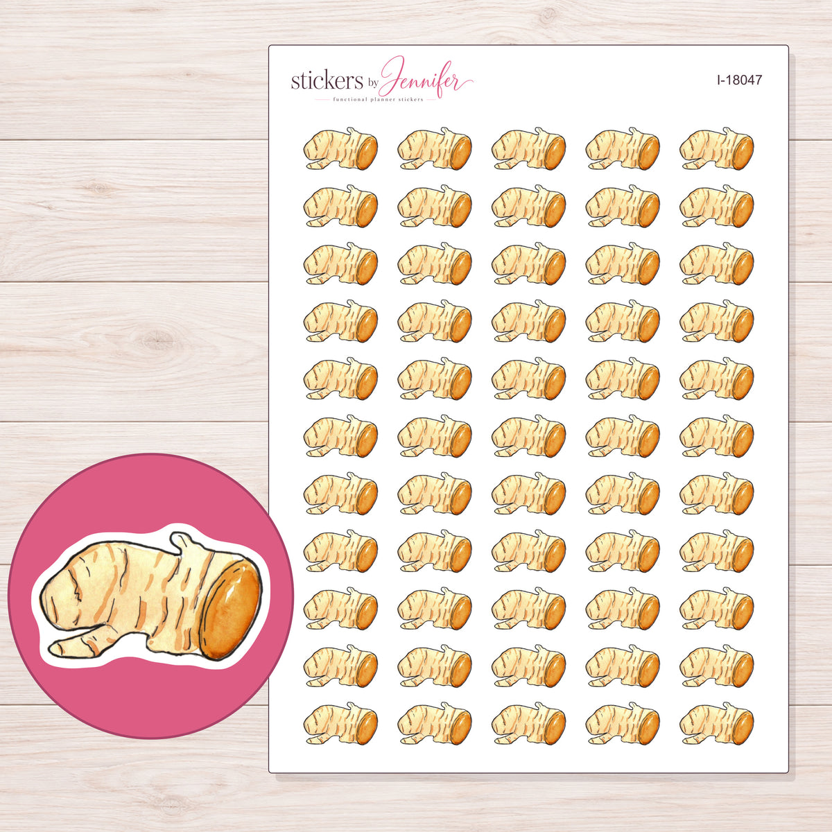 I-18047 planner sticker sheet with enlarged sticker detail