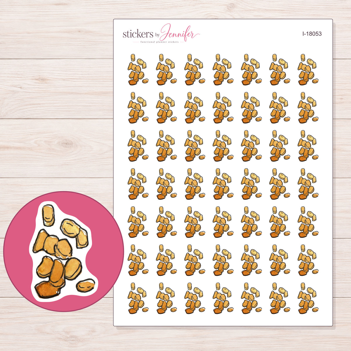 I-18053 planner sticker sheet with enlarged sticker detail