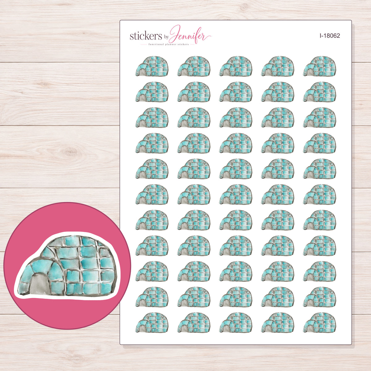 I-18062 planner sticker sheet with enlarged sticker detail