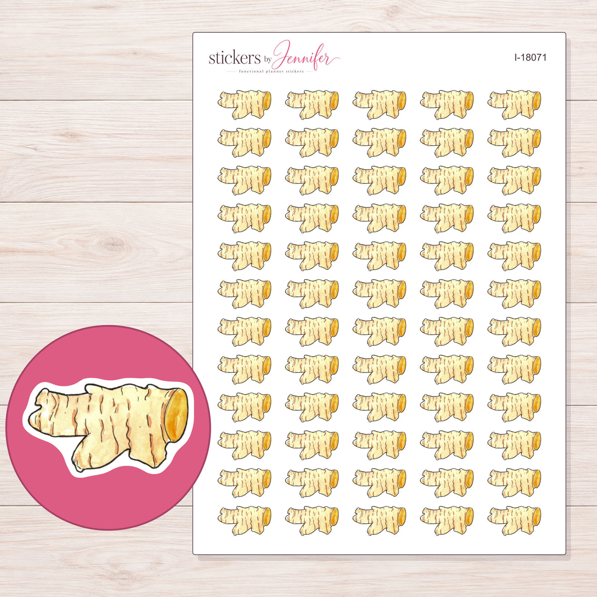 I-18071 planner sticker sheet with enlarged sticker detail
