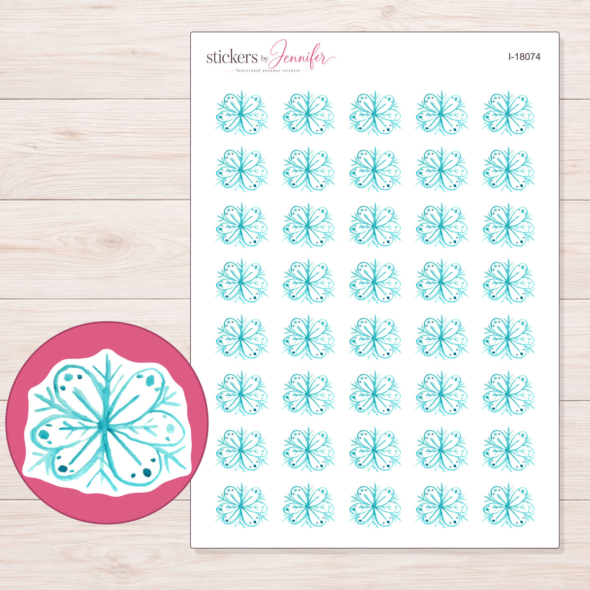 I-18074 planner sticker sheet with enlarged sticker detail