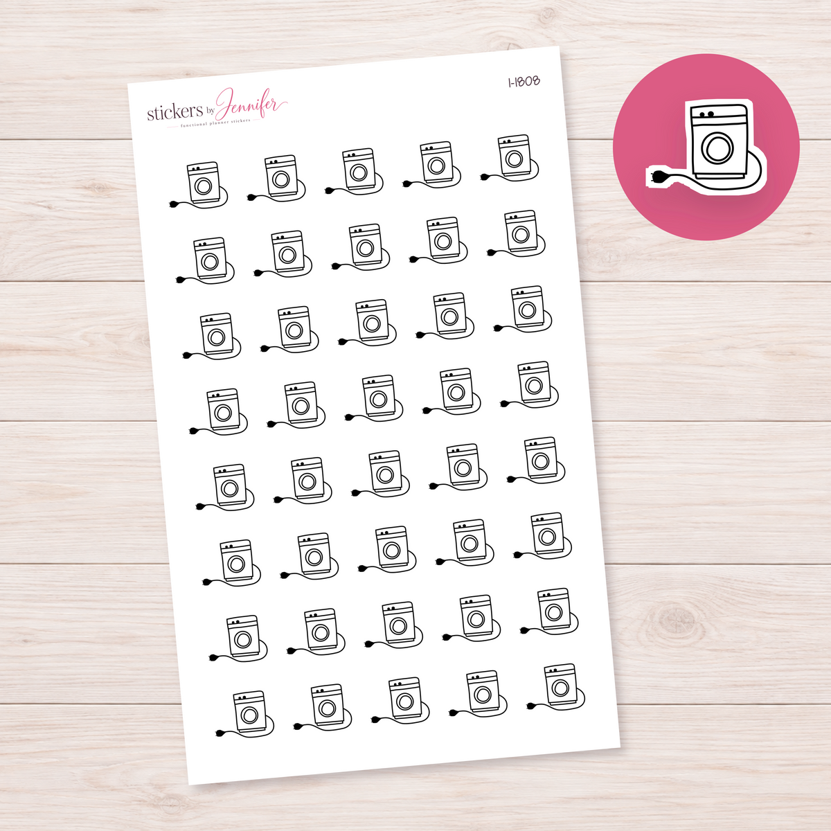 Outline Washing Machine Planner Stickers | I-1808