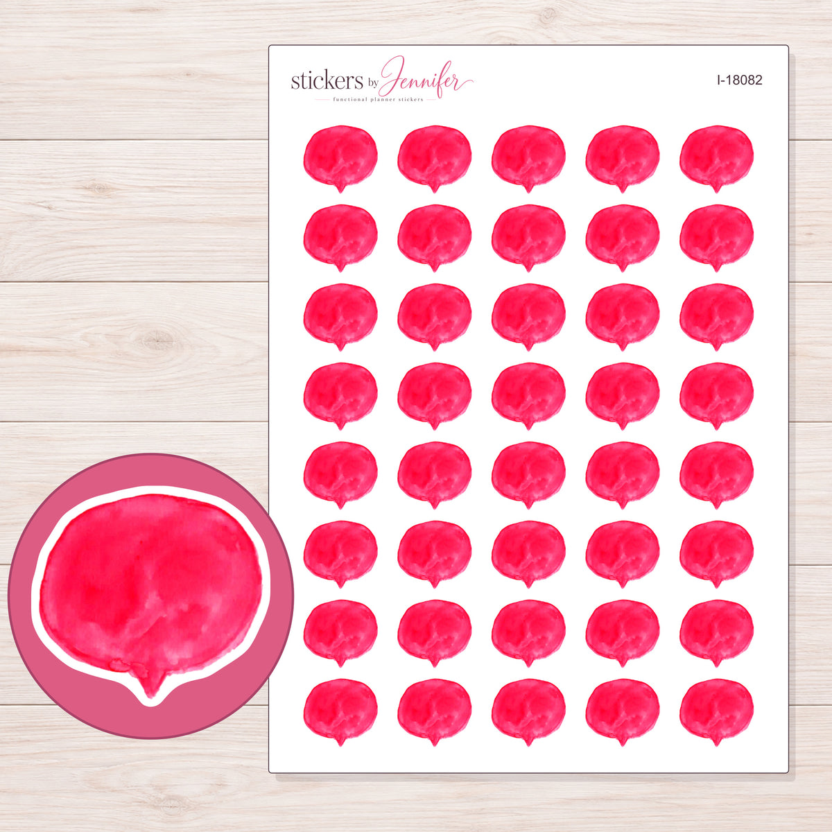 I-18082 planner sticker sheet with enlarged sticker detail