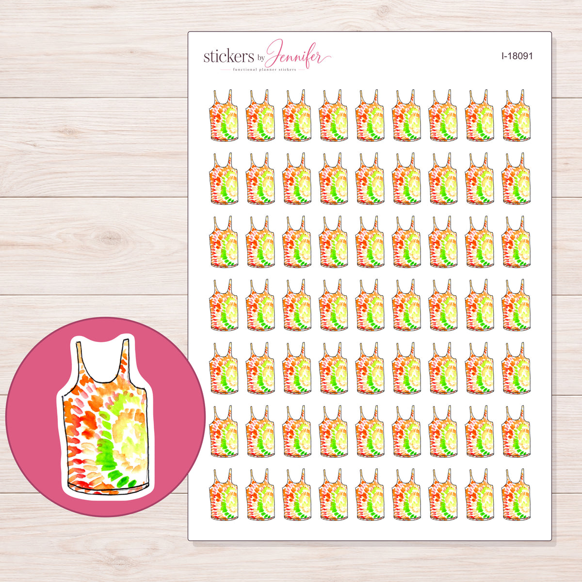 I-18091 planner sticker sheet with enlarged sticker detail