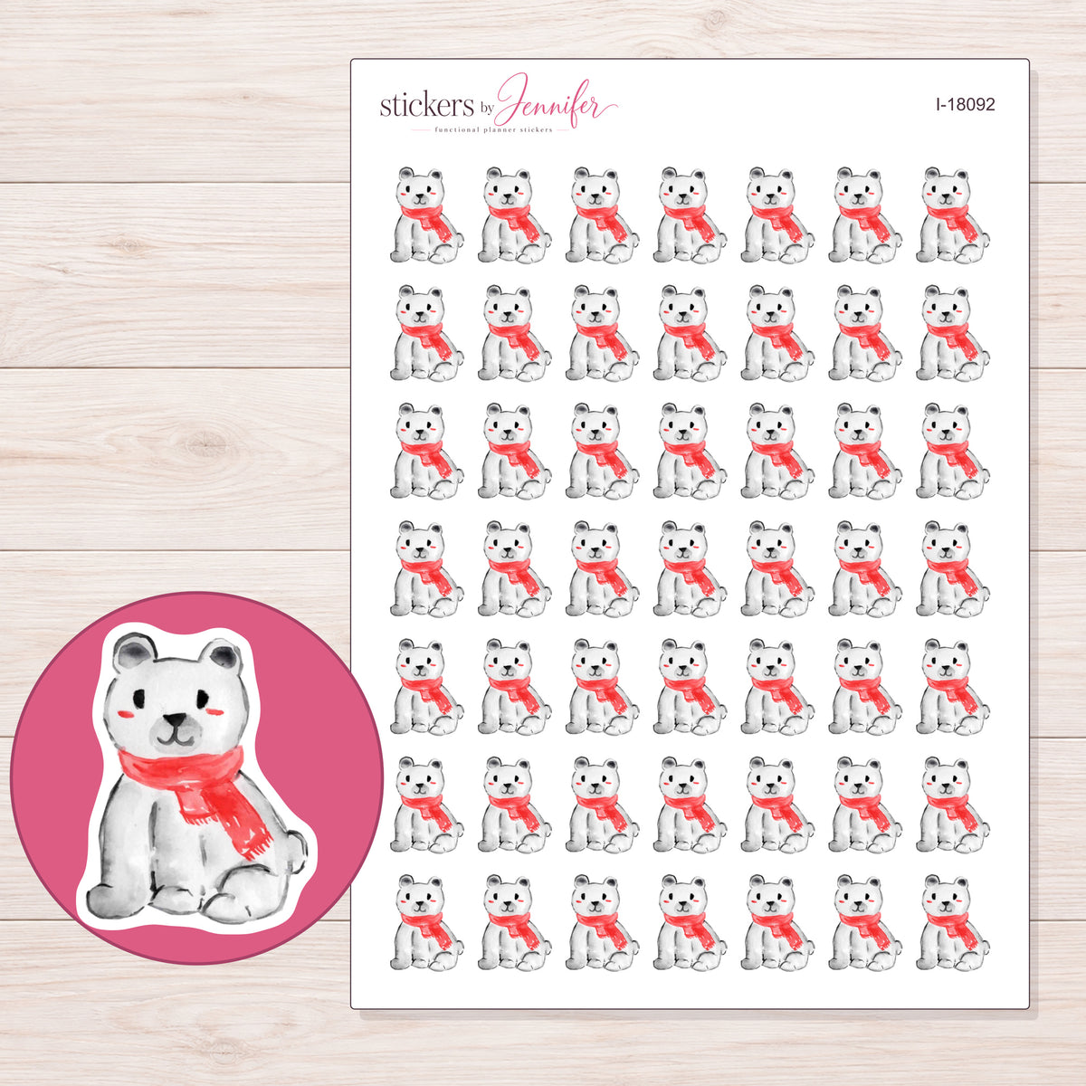I-18092 planner sticker sheet with enlarged sticker detail