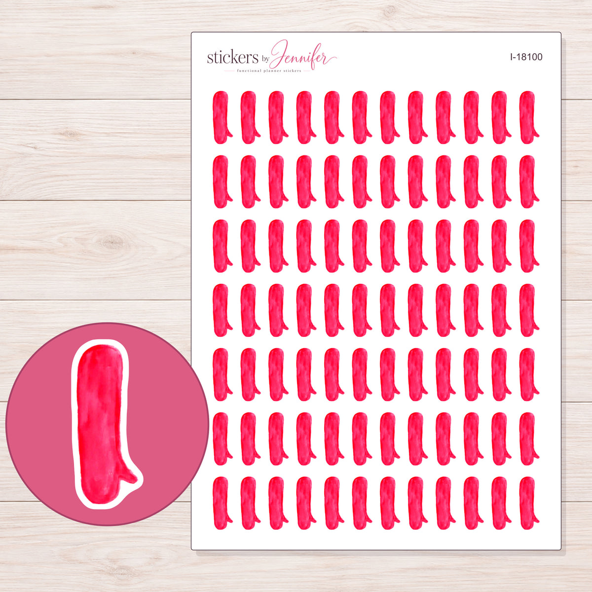 I-18100 planner sticker sheet with enlarged sticker detail