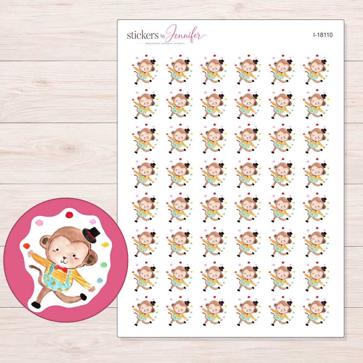 I-18110 planner sticker sheet with enlarged sticker detail