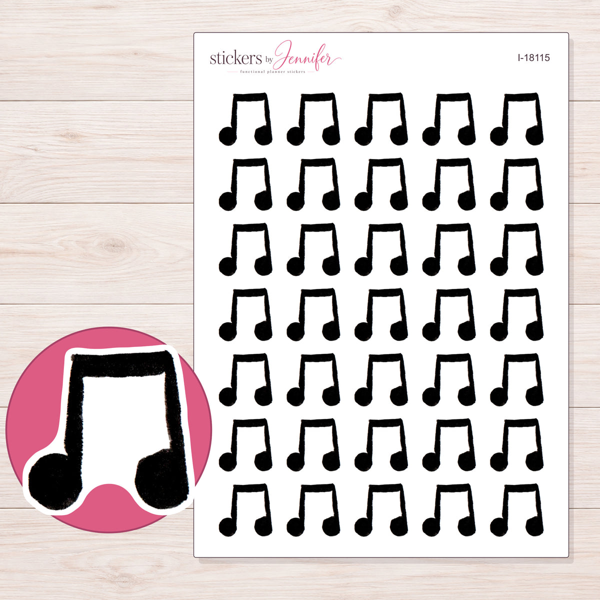 I-18115 planner sticker sheet with enlarged sticker detail