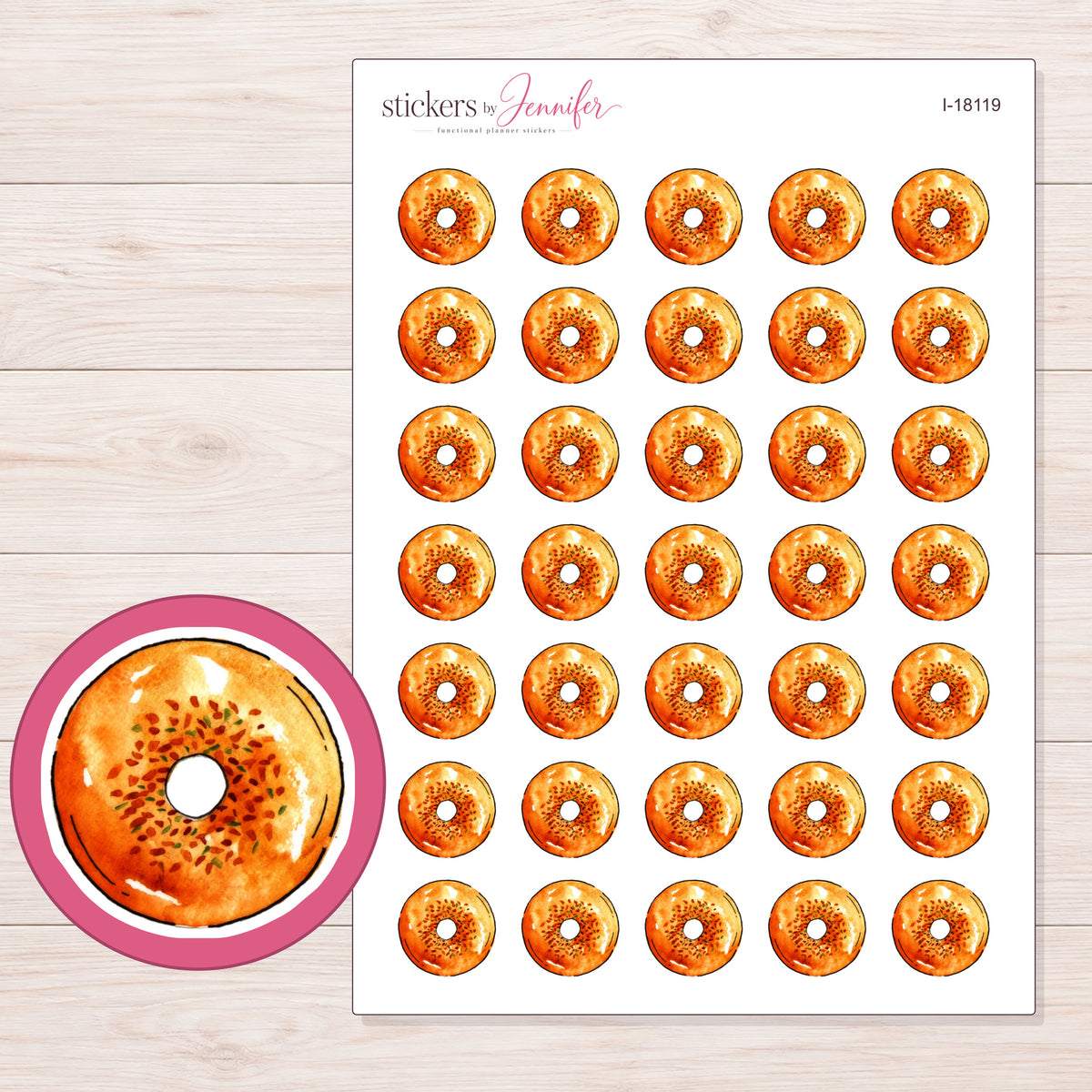 I-18119 planner sticker sheet with enlarged sticker detail