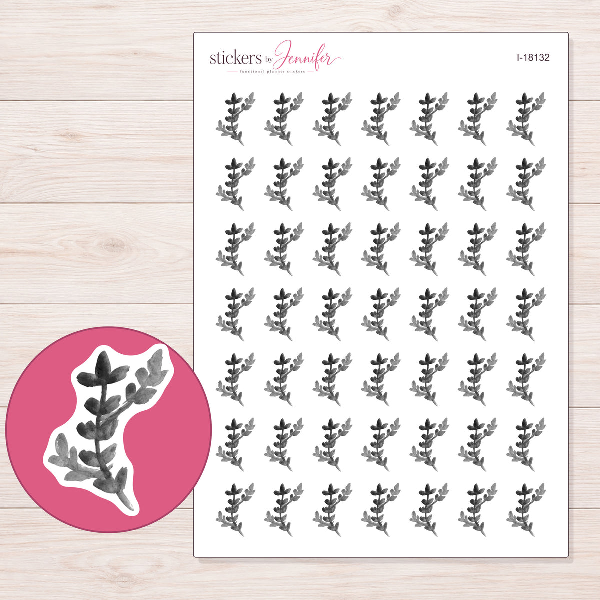 I-18132 planner sticker sheet with enlarged sticker detail