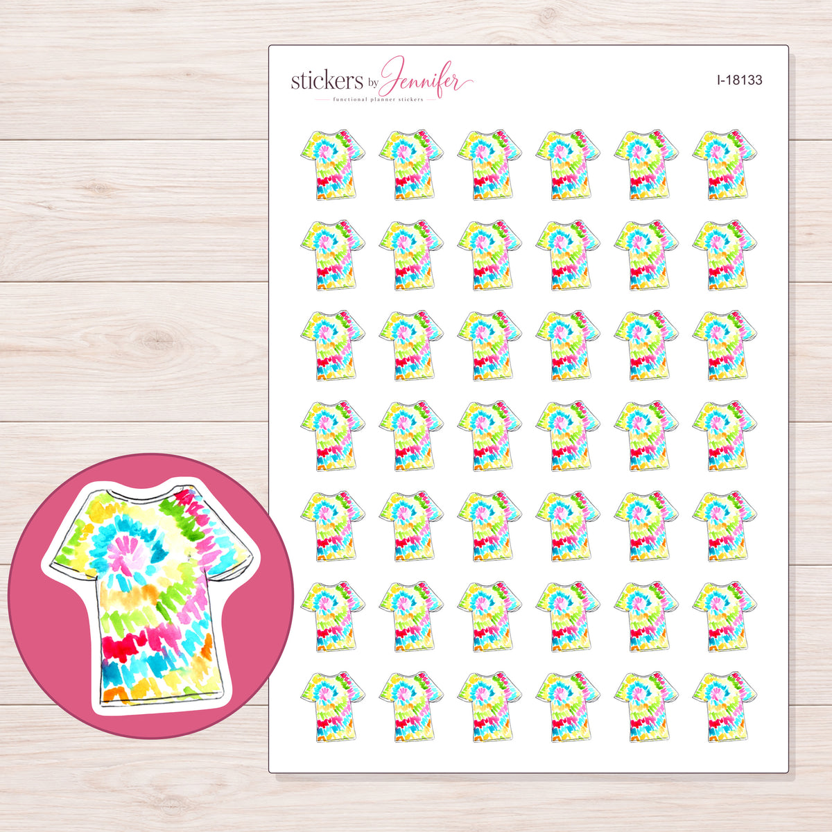 I-18133 planner sticker sheet with enlarged sticker detail