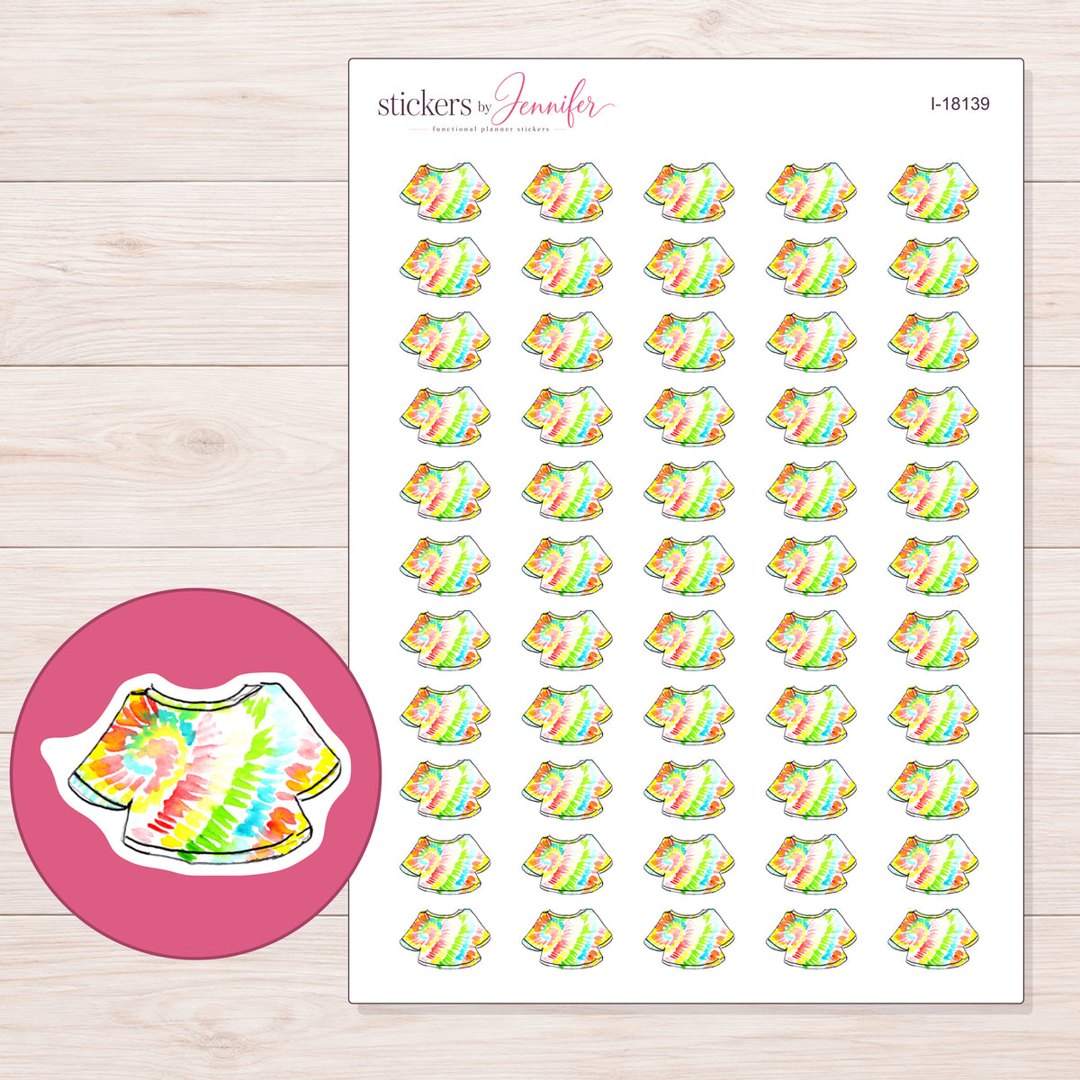 I-18139 planner sticker sheet with enlarged sticker detail