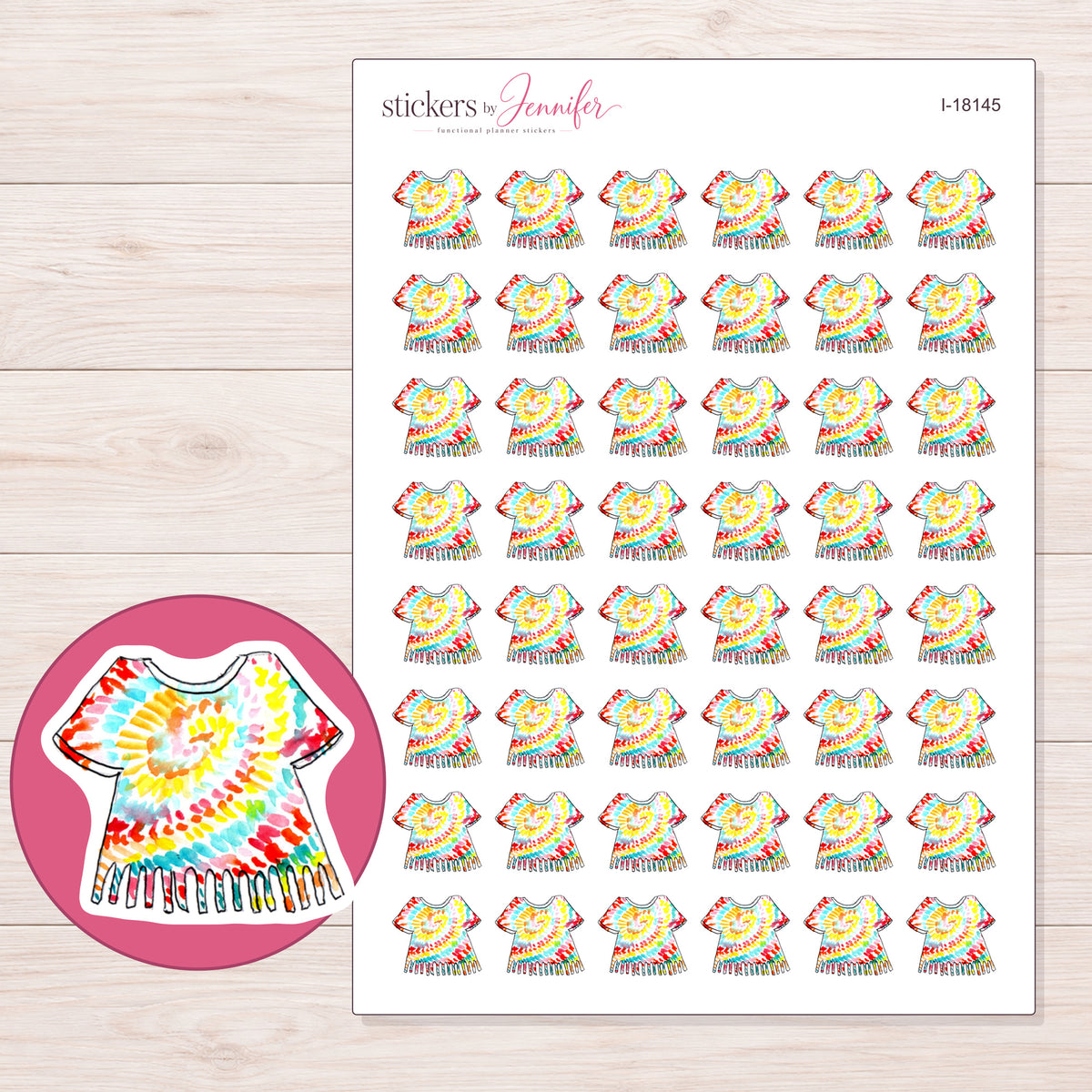 I-18145 planner sticker sheet with enlarged sticker detail