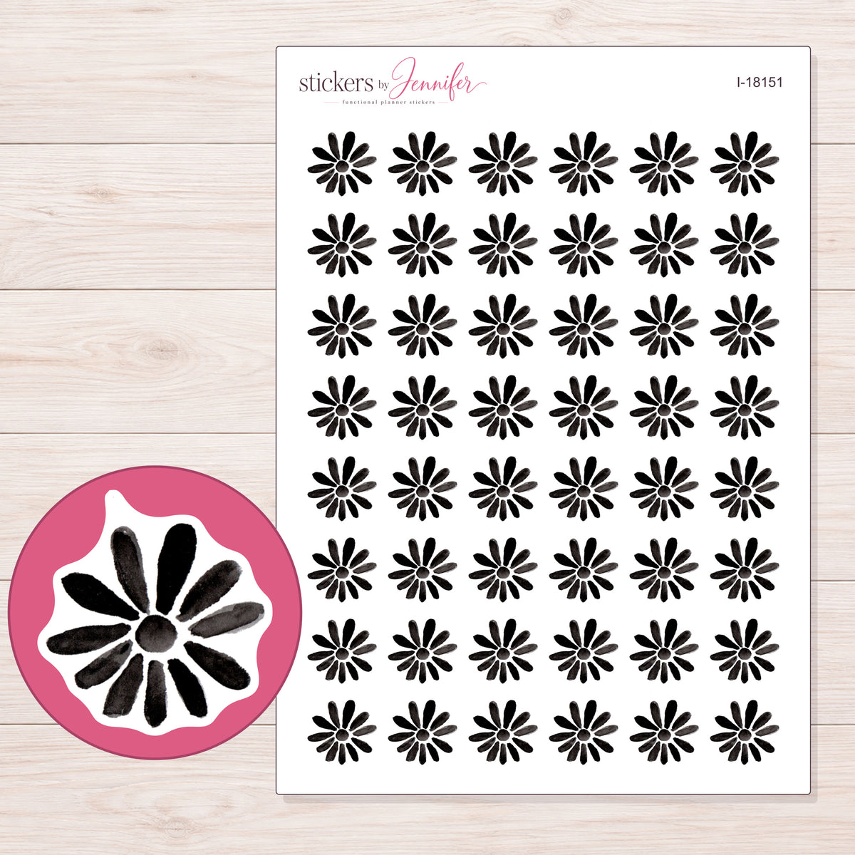 I-18151 planner sticker sheet with enlarged sticker detail