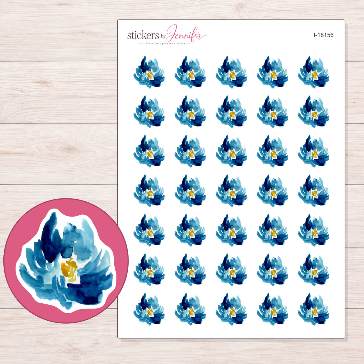 I-18156 planner sticker sheet with enlarged sticker detail
