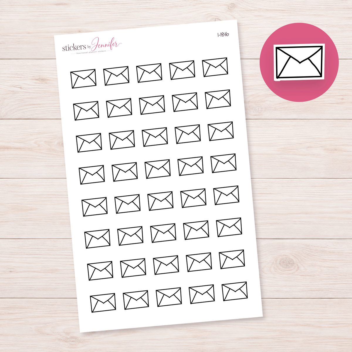 Outline Envelope Planner Stickers | I-1816