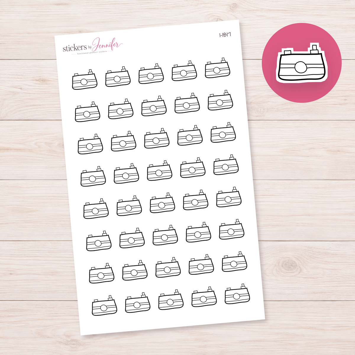 Camera Outline Planner Stickers | I-1817