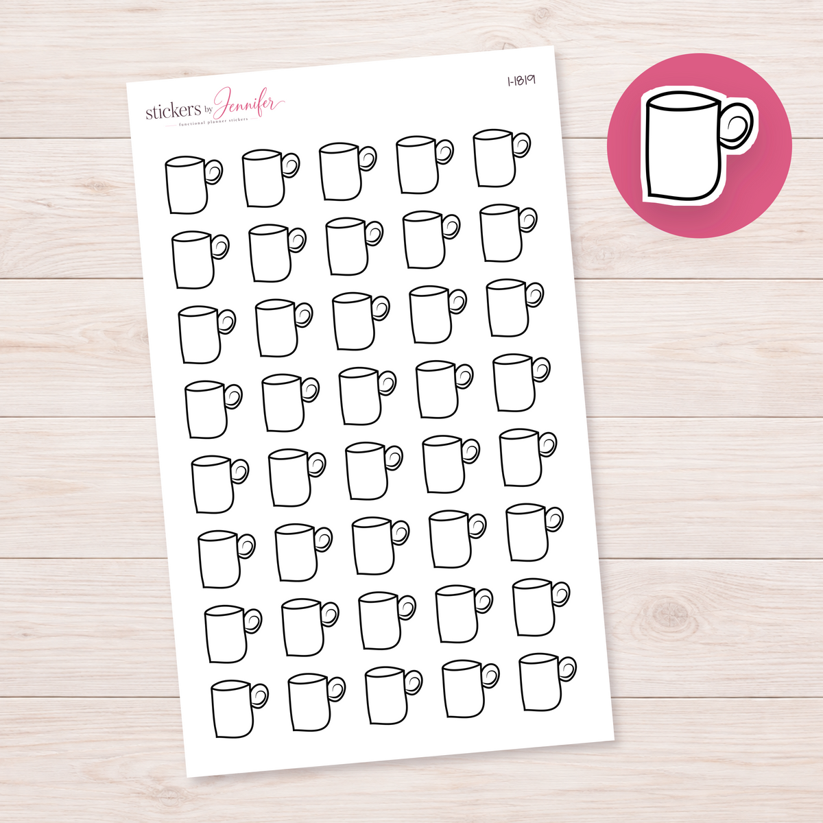 Outline Coffee Mug Planner Stickers | I-1819