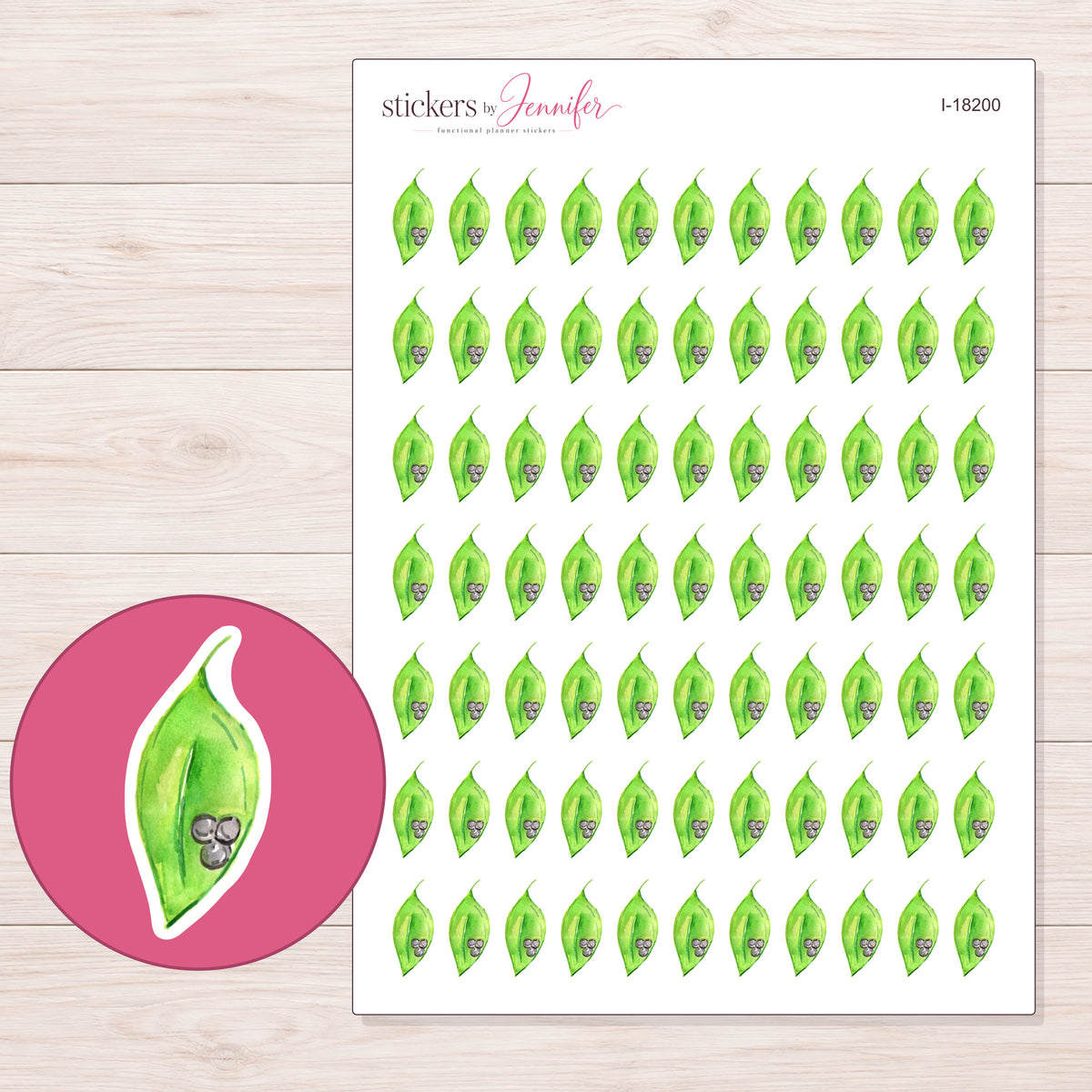 I-18200 planner sticker sheet with enlarged sticker detail