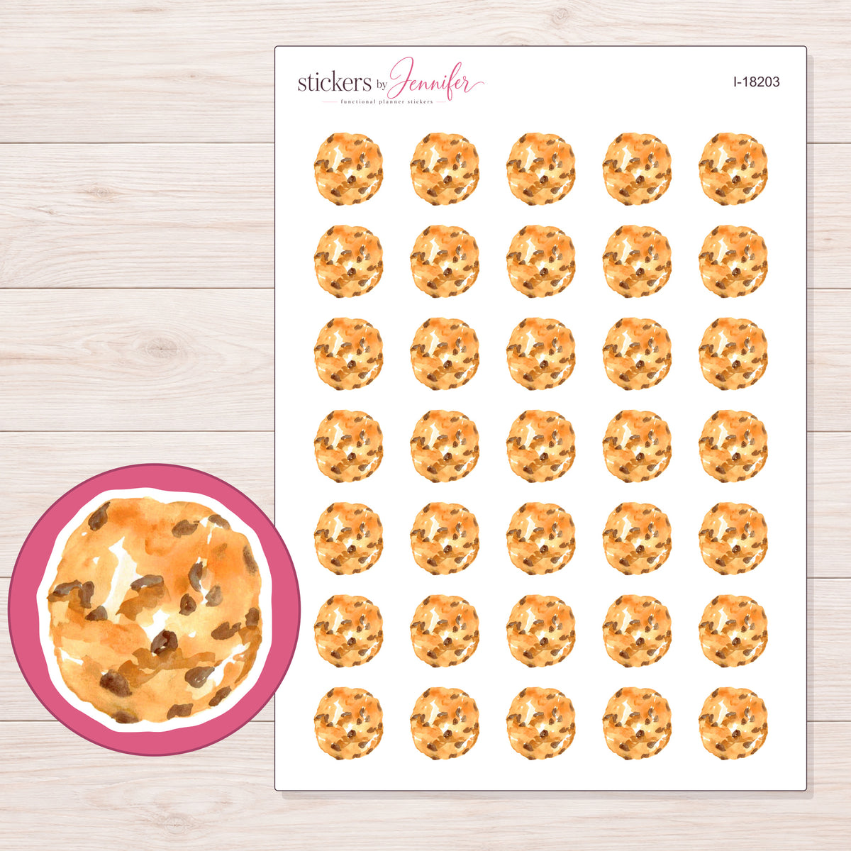 I-18203 planner sticker sheet with enlarged sticker detail