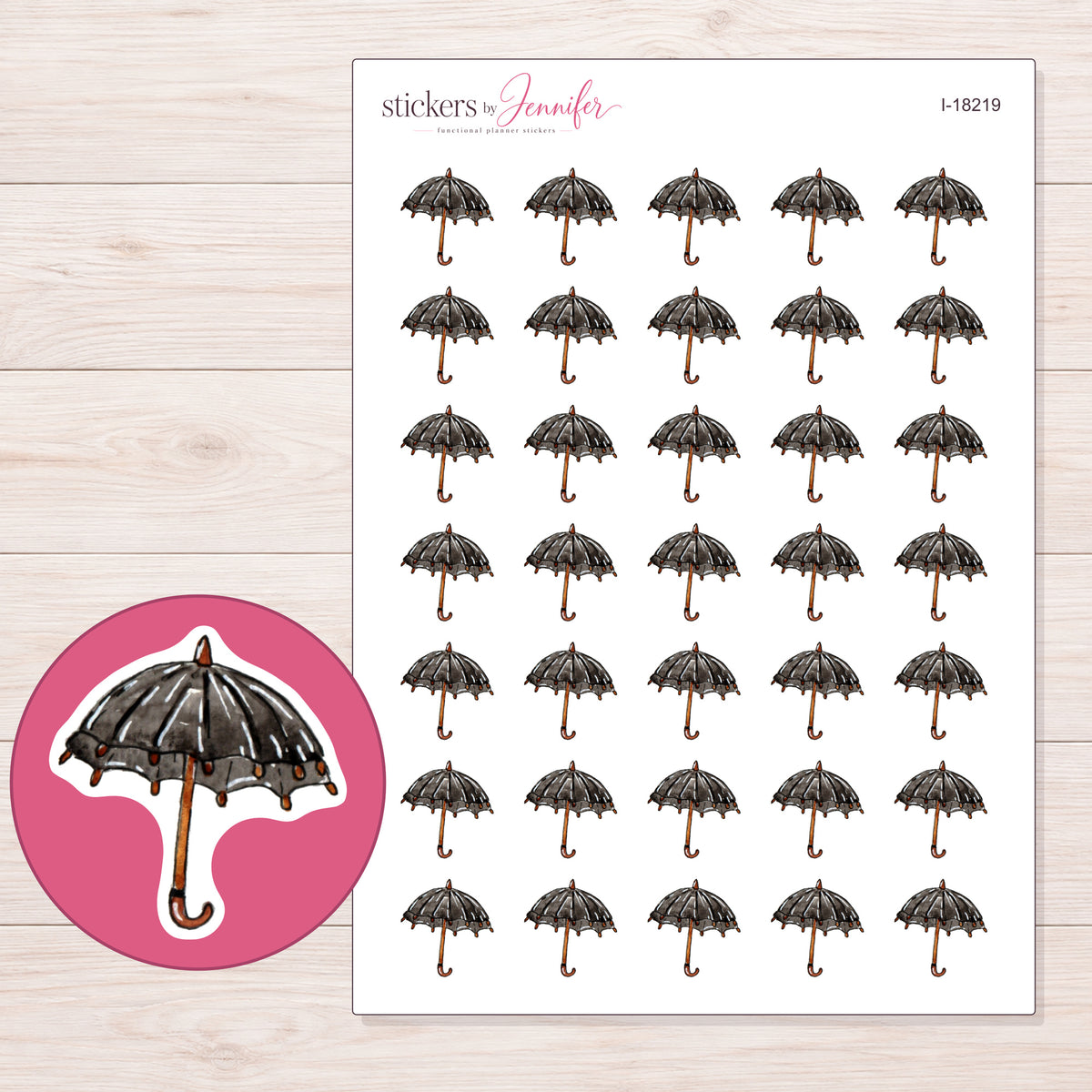 I-18219 planner sticker sheet with enlarged sticker detail