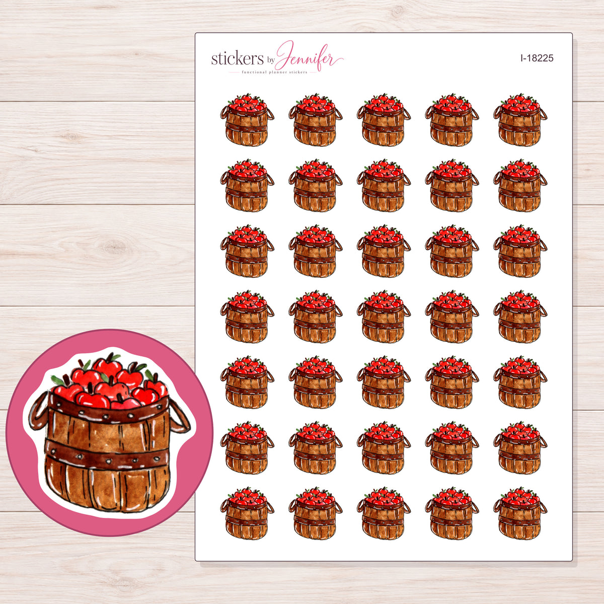 I-18225 planner sticker sheet with enlarged sticker detail