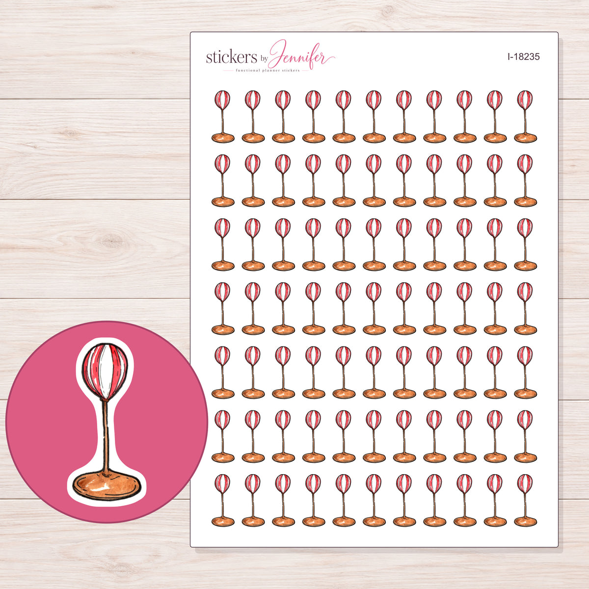 I-18235 planner sticker sheet with enlarged sticker detail
