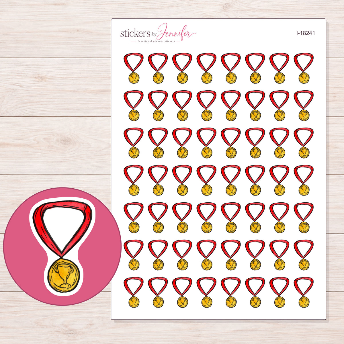 I-18241 planner sticker sheet with enlarged sticker detail