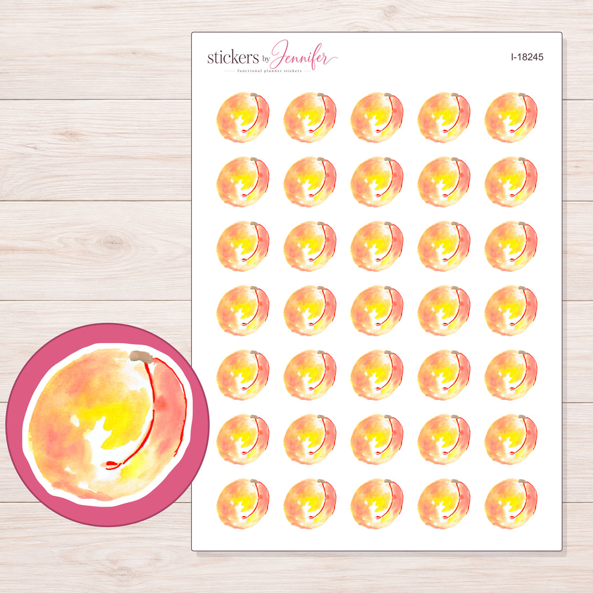 I-18245 planner sticker sheet with enlarged sticker detail