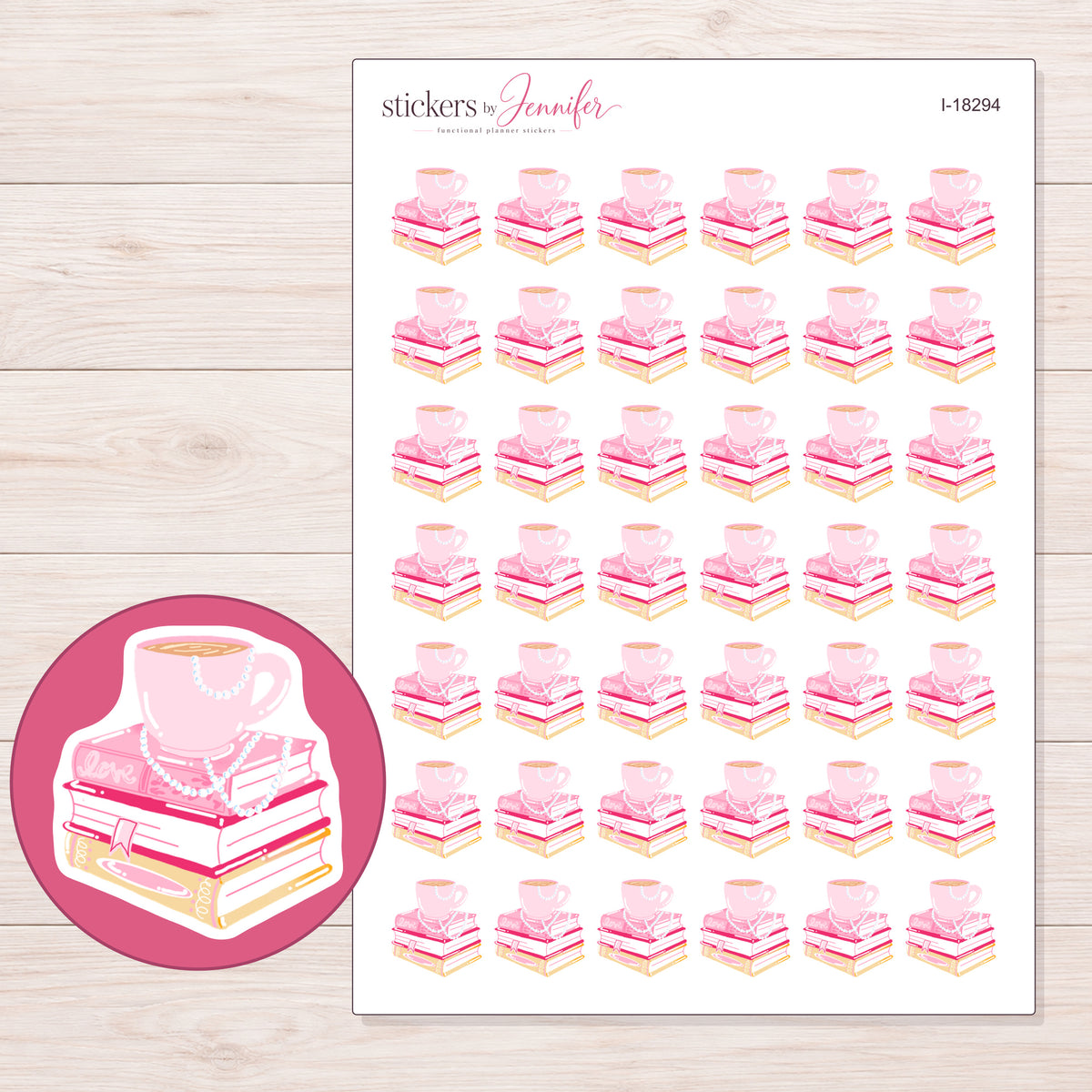 I-18294 planner sticker sheet with enlarged sticker detail
