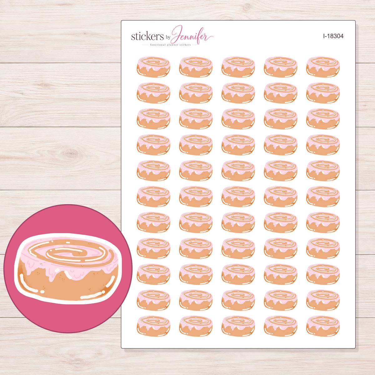 I-18304 planner sticker sheet with enlarged sticker detail