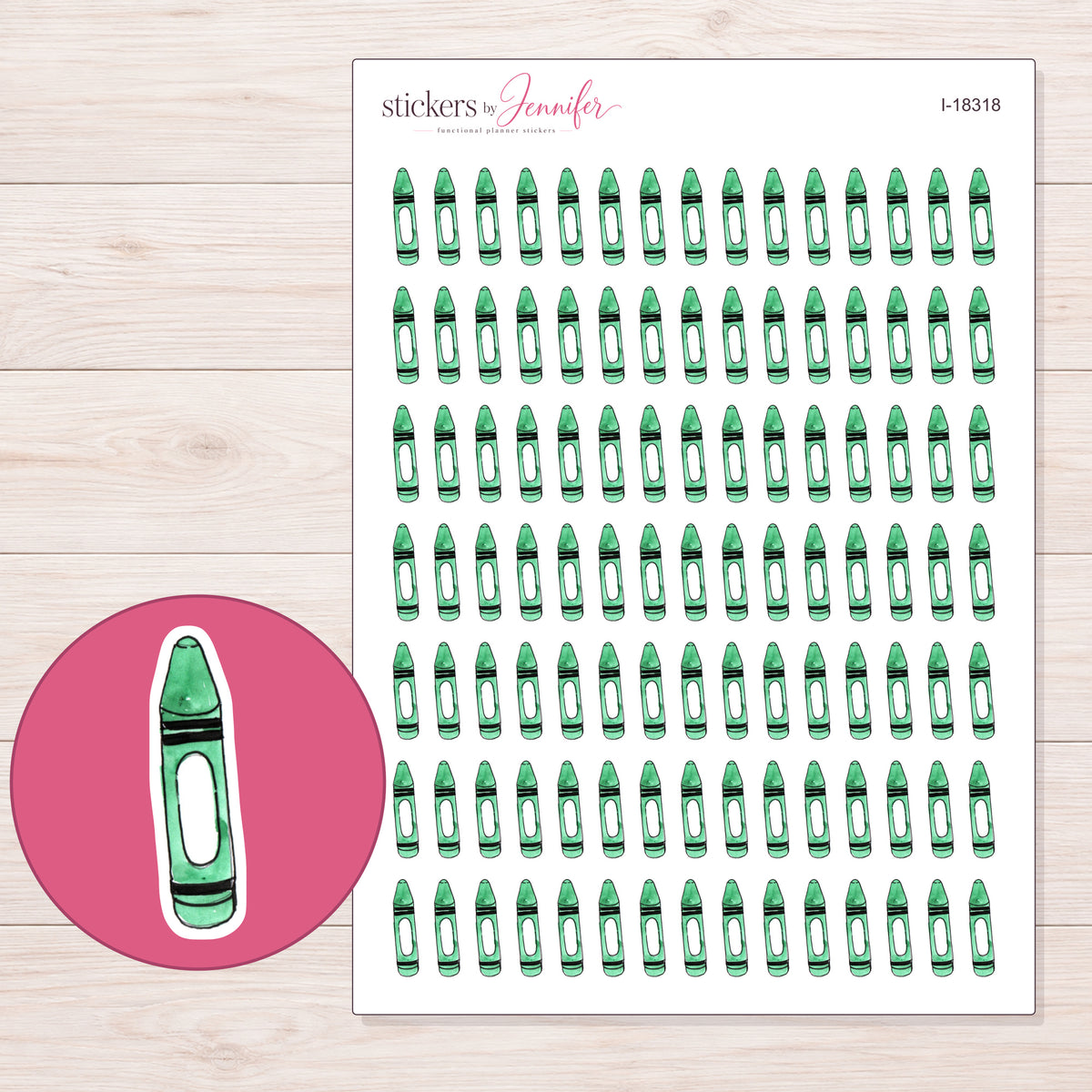I-18318 planner sticker sheet with enlarged sticker detail