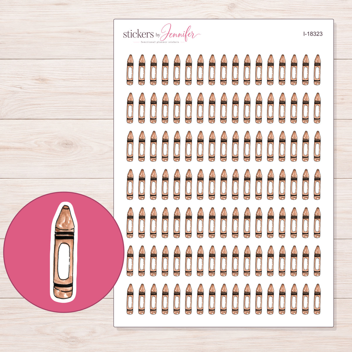 I-18323 planner sticker sheet with enlarged sticker detail