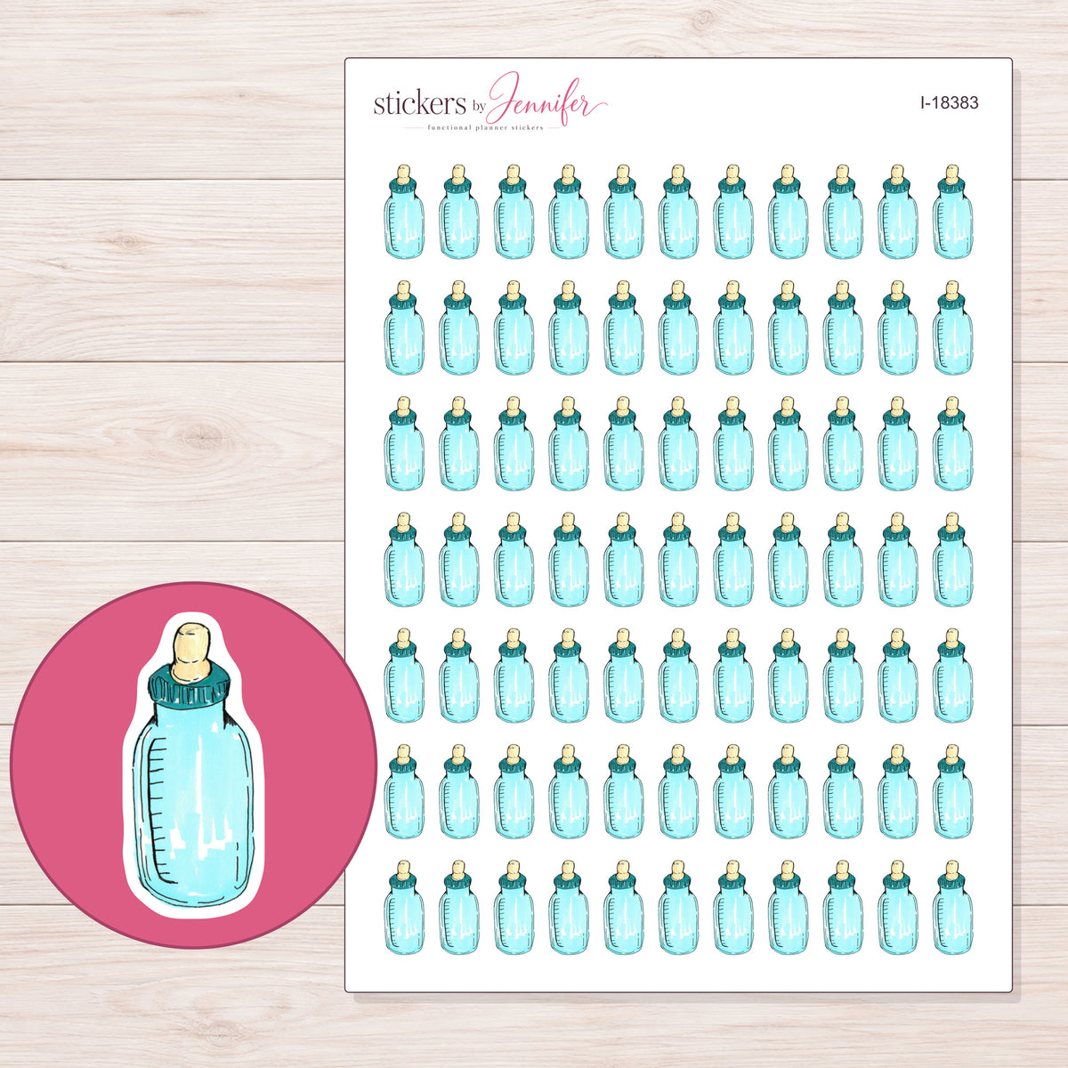 I-18383 planner sticker sheet with enlarged sticker detail