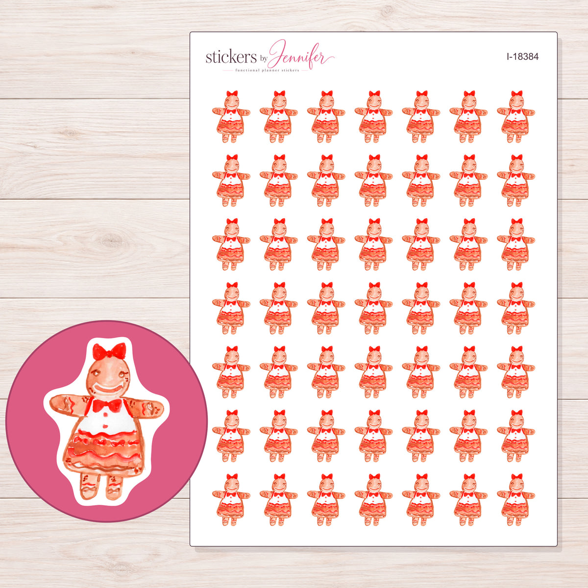 I-18384 planner sticker sheet with enlarged sticker detail