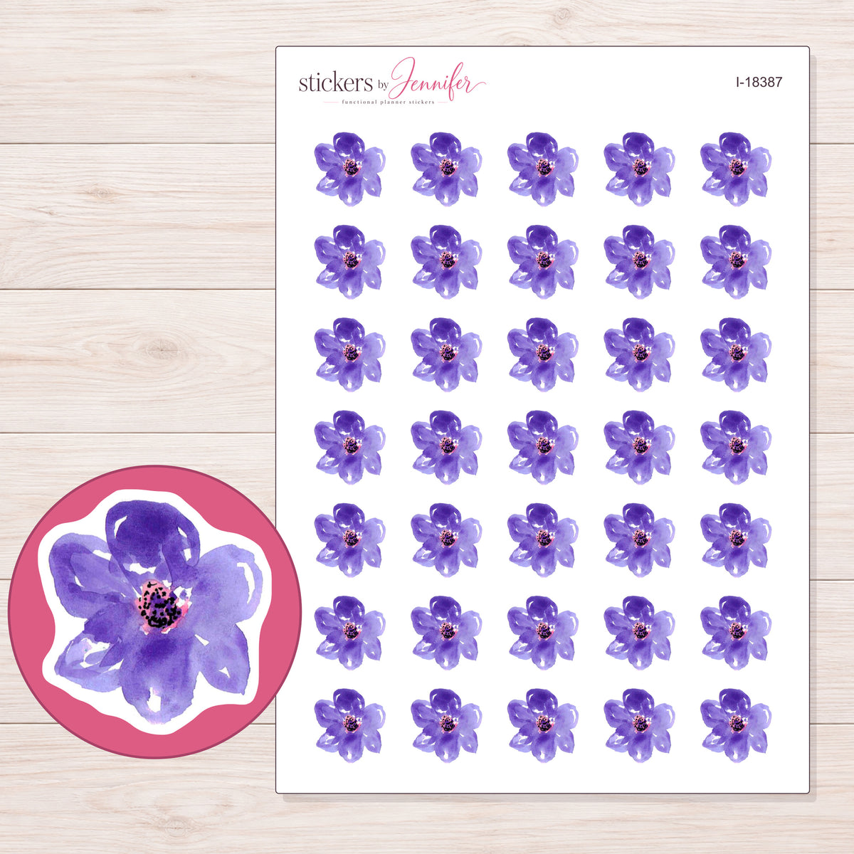 I-18387 planner sticker sheet with enlarged sticker detail