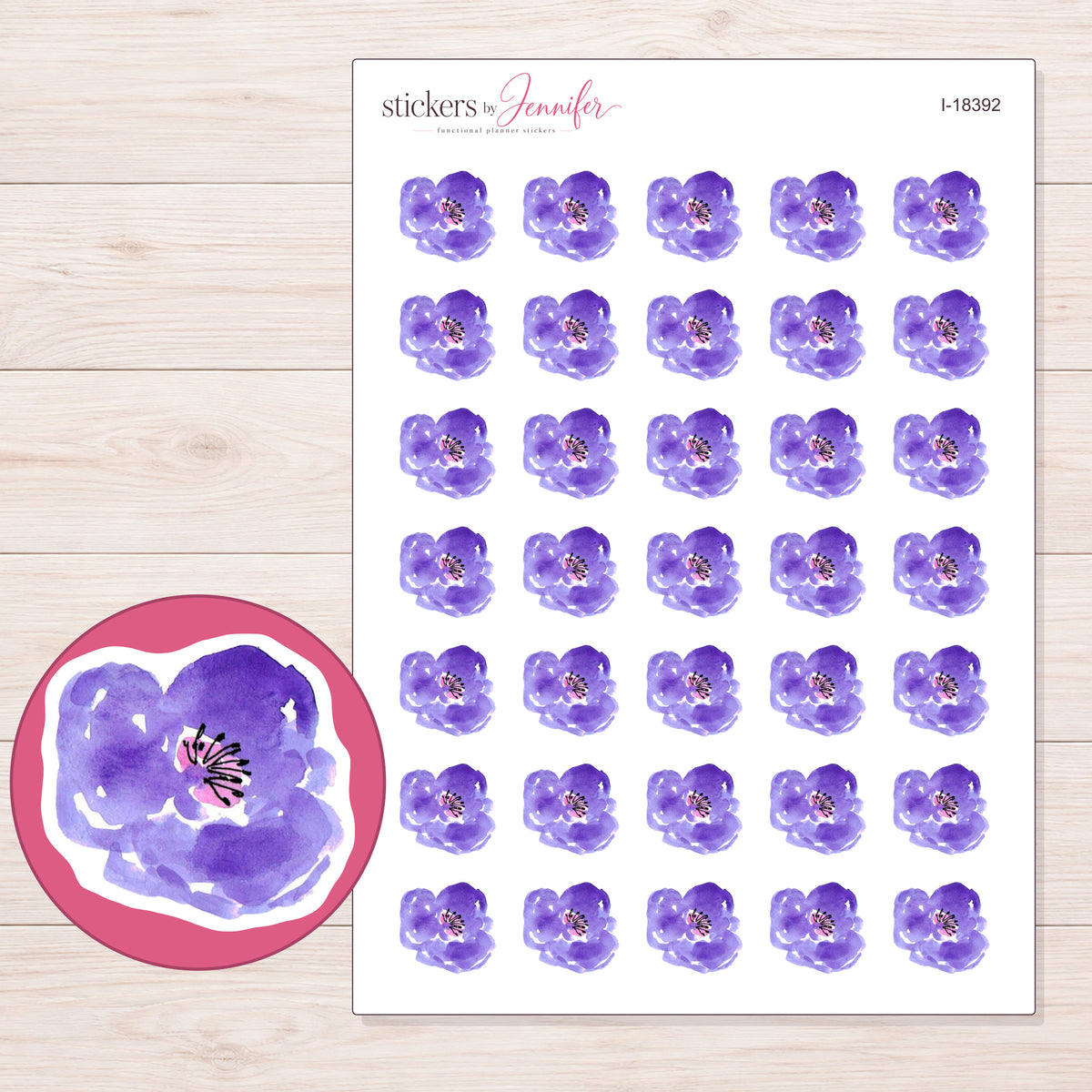 I-18392 planner sticker sheet with enlarged sticker detail