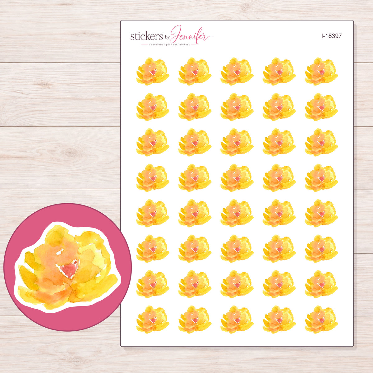 I-18397 planner sticker sheet with enlarged sticker detail