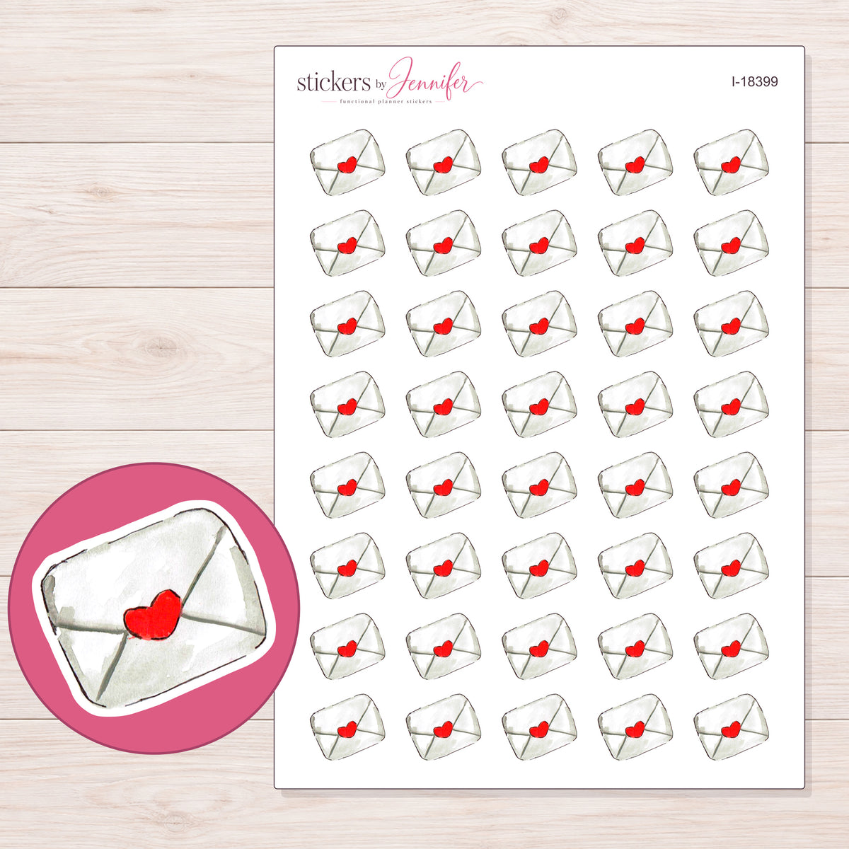 I-18399 planner sticker sheet with enlarged sticker detail