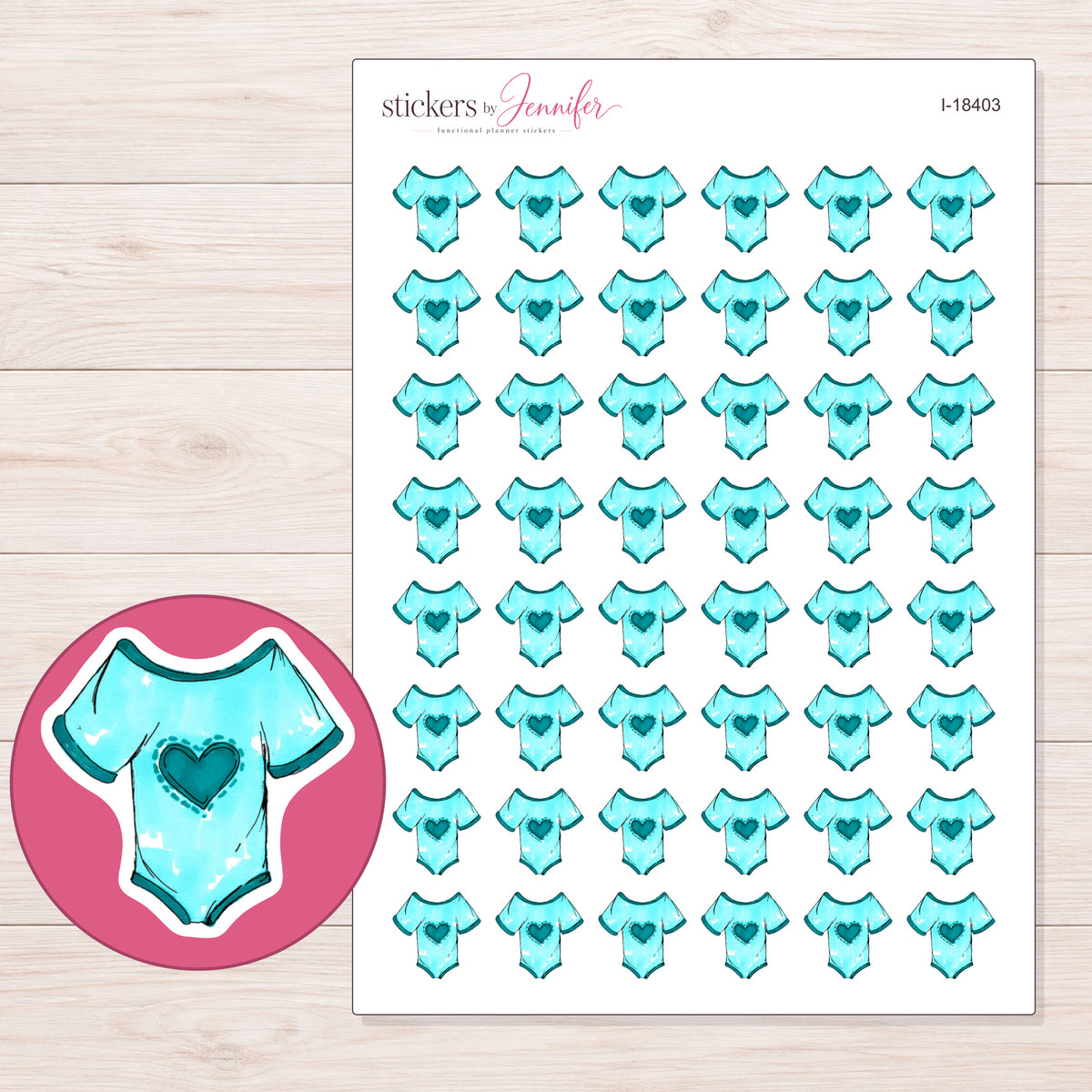 I-18403 planner sticker sheet with enlarged sticker detail