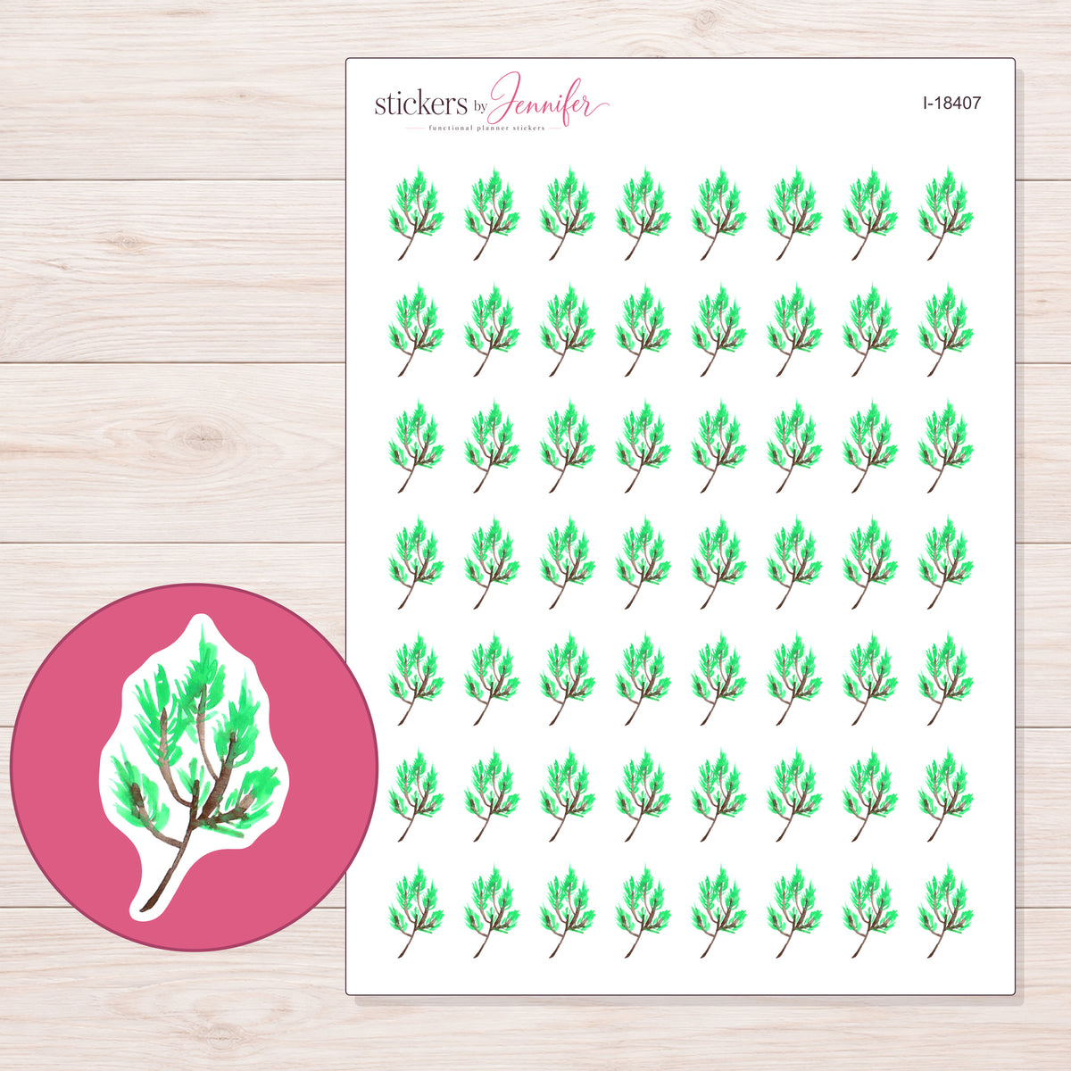 I-18407 planner sticker sheet with enlarged sticker detail