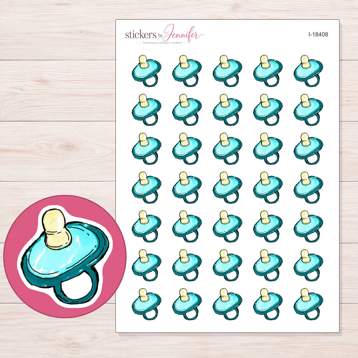 I-18408 planner sticker sheet with enlarged sticker detail