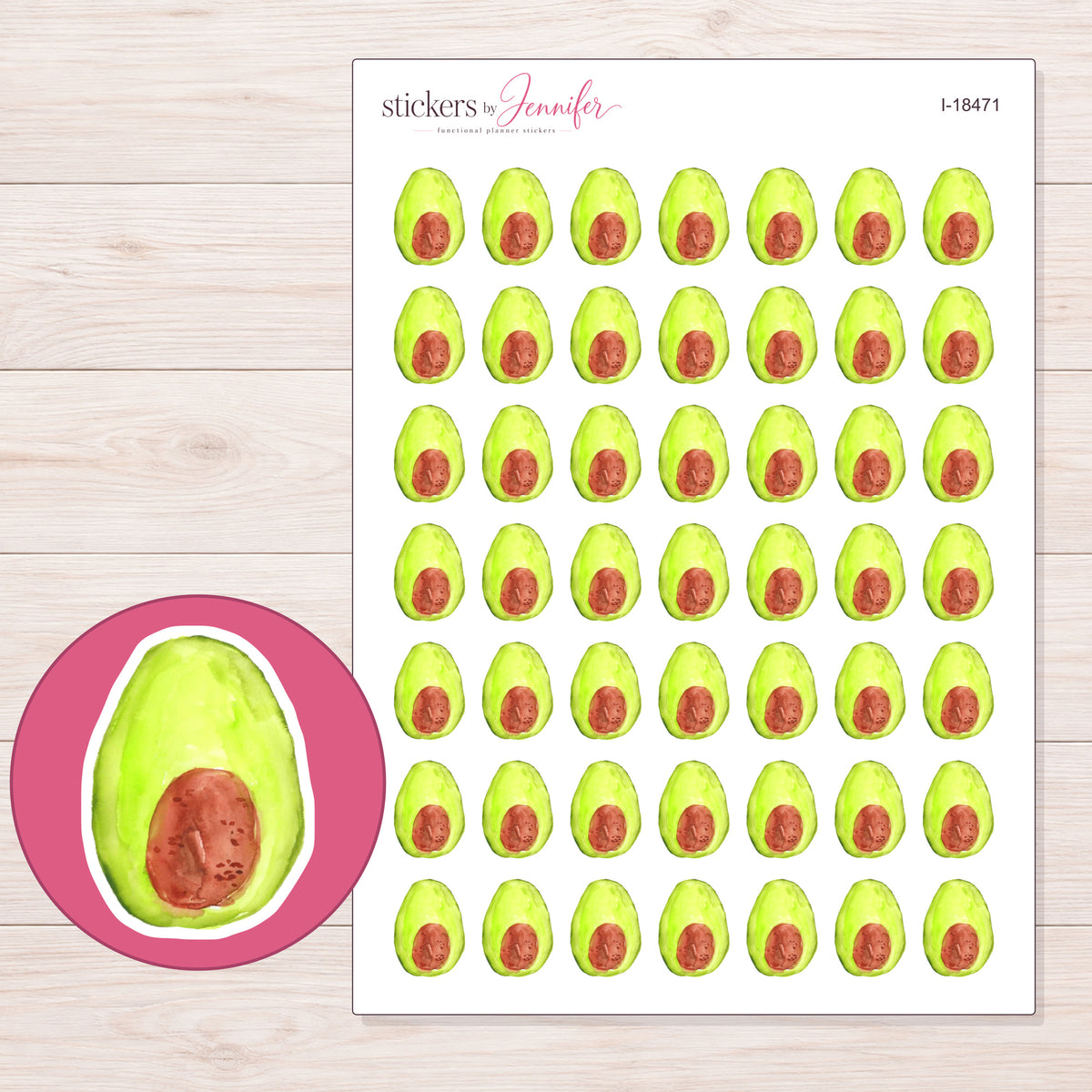 I-18471 planner sticker sheet with enlarged sticker detail