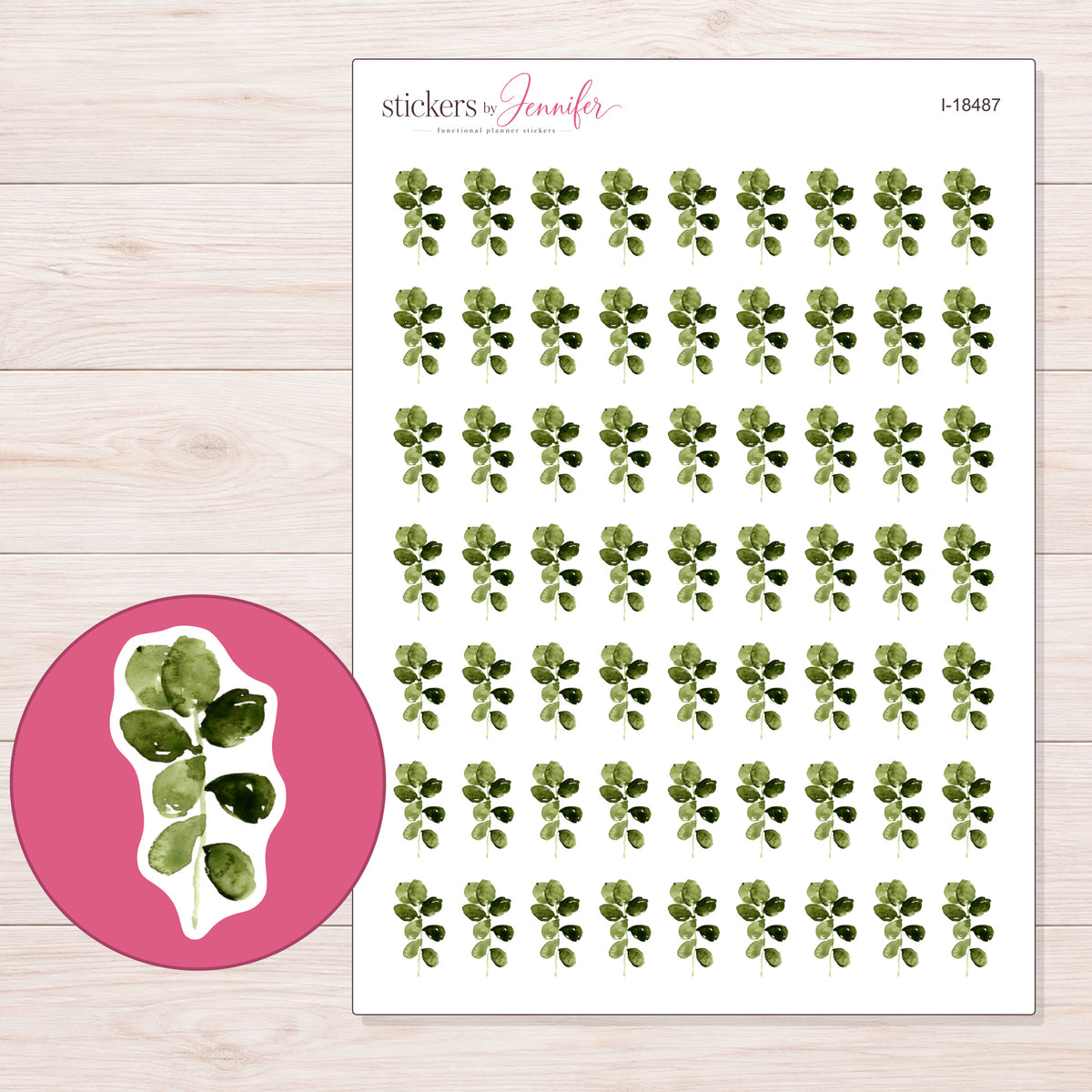 I-18487 planner sticker sheet with enlarged sticker detail